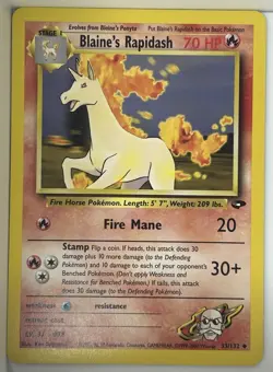 Pokemon TCG Gym Challenge Blaine's Rapidash 33/132 Regular Uncommon Card - Image 1