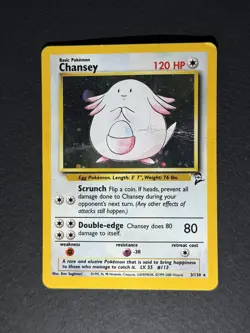 Chansey 3/130 Holo Rare Base Set 2 Pokemon Card - Image 1
