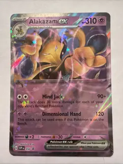 Pokemon TCG 151 Alakazam ex SVP 050 Black Star Promo Ultra Rare Holo Card NM - Image 1