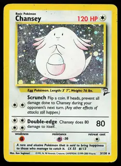 Chansey 3/130 Holo Rare Base Set 2 Pokemon Card - Image 1
