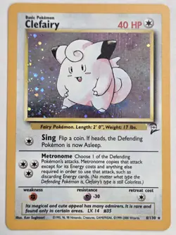 Clefairy 6/130 Base Set 2 Holo Rare With Swirl WOTC 2000 Pokemon Card Damaged - Image 1