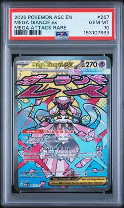2026 POKEMON ASC EN-ASCENDED HEROES MEGA ATTACK RARE #267 MEGA DIANCIE EX PSA 10 - Image 1