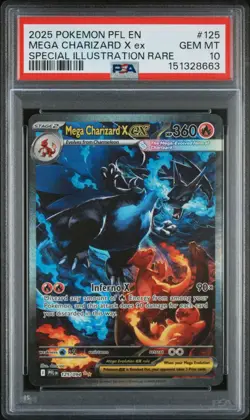 2025 Pokemon PFL En #125 Mega Charizard X Ex Special Illustration Rare PSA 10 - Image 1