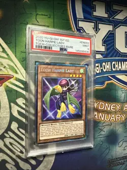 Yugioh! Toon Harpie Lady TOCH-EN002 Collector's Rare 1st Ed PSA Graded 9 MINT - Image 1
