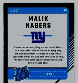2024 Panini Donruss Optic Malik Nabers #271 Rated Rookie Holo Prizm Silver SP - Image 5