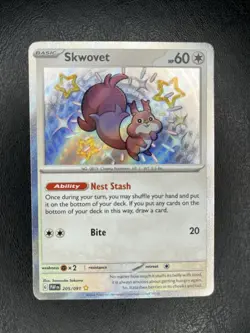Skwovet - 205/091 - Pokemon Paldean Fates Shiny Rare Card NM - Image 1