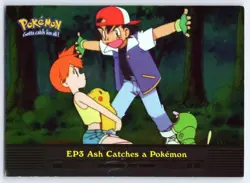 EP3 Ash Catches a Pokemon #125 Holo Foil Topps Trading Cards Series 2 Pokemon LP - Image 1
