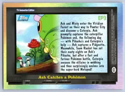 EP3 Ash Catches a Pokemon #125 Holo Foil Topps Trading Cards Series 2 Pokemon LP - Image 2