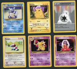 Base Set Unlimited Pokemon Card Lot (6) Wartortle Pikachu Kadabra Jynx Porygon - Image 1