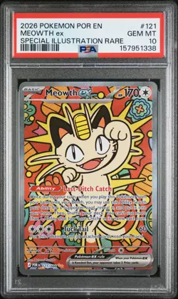 2026 POKEMON POR EN-PERFECT ORDER SPECIAL ILLUSTRATION RARE MEOWTH EX PSA 10 - Image 1