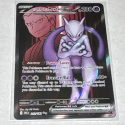 Pokemon TCG Team Rocket's Mewtwo ex Ultra Rare Full Art Holo 213/182 Eng - Image 3