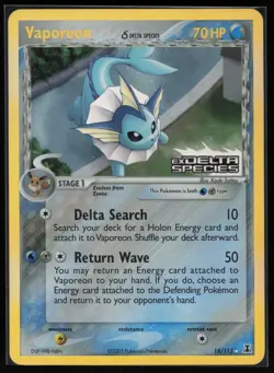 Pokemon Vaporeon (Delta Species) Holo Rare 2005 Delta Species 18/113 NM - Image 1