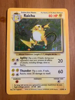 Raichu Holo Rare - Base Set 14/102 - WOTC Vintage Pokemon Card - LP - Image 1