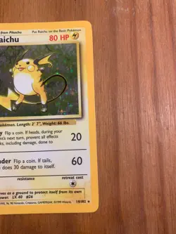 Raichu Holo Rare - Base Set 14/102 - WOTC Vintage Pokemon Card - LP - Image 3