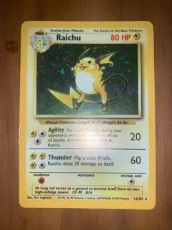 Raichu Holo Rare - Base Set 14/102 - WOTC Vintage Pokemon Card - LP - Image 4