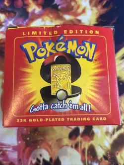 1999 Pokemon Pikachu 23K Gold Plated Trading Card Burger King Red Box SEALED - Image 2
