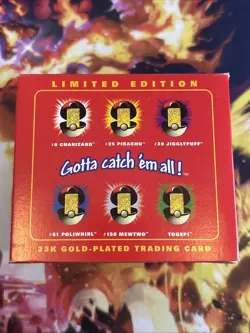 1999 Pokemon Pikachu 23K Gold Plated Trading Card Burger King Red Box SEALED - Image 4