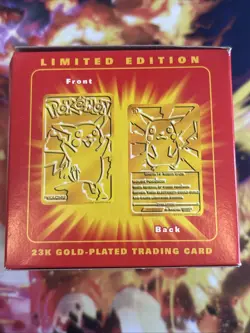 1999 Pokemon Pikachu 23K Gold Plated Trading Card Burger King Red Box SEALED - Image 5