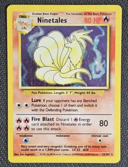 Ninetales 12/102 Holo Holo Rare Base Set Unlimited Pokemon Holo - Image 1