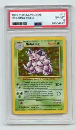 Nidoking 11/102 Holo Rare Base Set Pokemon English PSA 8 - Image 1