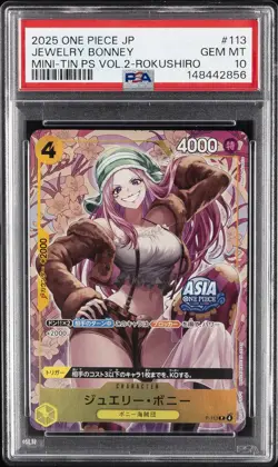 Jewelry Bonney P-113 Asia Mini Tin Vol. 2 Rokushiro One Piece Japanese PSA 10 - Image 1