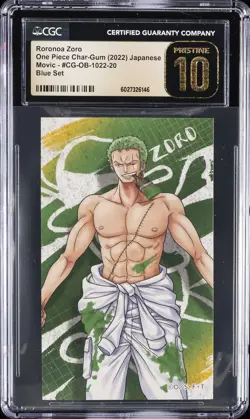 2022 ONE PIECE CHAR-GUM MOVIC - BLUE SET RORONOA ZORO CGC 10 PRISTINE - Image 1