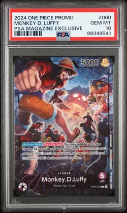 2024 ONE PIECE PROMOS PSA MAGAZINE EXCLUSIVE #060 MONKEY D. LUFFY PSA 10 - Image 1