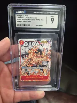 2023 ONE PIECE JAPANESE SAIKYO JUMP MINI PROMOS #013 PORTGAS D. ACE HOLO CGC 9 - Image 1