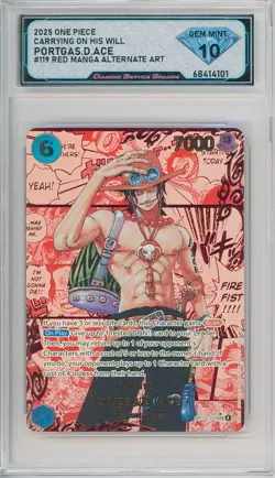 One Piece Carrying On His Will PORTGAS.D.ACE OP13-119 Red Manga💎DSG 10 Gem Mint - Image 1