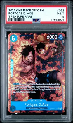 2025 ONE PIECE OP10-ROYAL BLOOD TREASURE RARE #052 PORTGAS D. ACE PSA 9 - Image 1