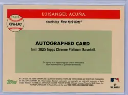 2025 Topps Chrome Platinum Luisangel Acuna Rookie Auto Red Refractor 1/5 - Image 2
