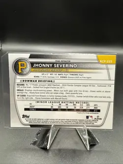 2025 Bowman Chrome Jhonny Severino 1st Bowman Pearl Refractor SP Pirates - Image 2