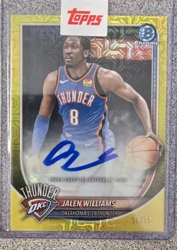 Jalen Williams 2025-26 Bowman Chrome Yellow Mojo Auto /75 OKC Thunder - Image 1