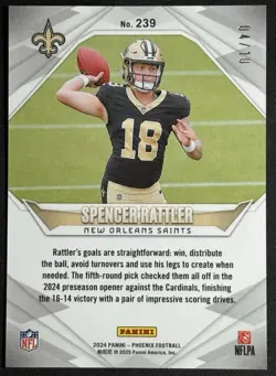 2024 Panini Phoenix Gold Pandora Spencer Rattler RC Rookie 4/10 #239 Saints - Image 2