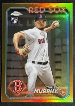 2024 Topps Chrome Gold Refractor Chris Murphy RC Rookie 35/50 #47 Red Sox - Image 1