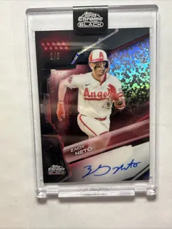 2026 Topps Chrome Black Zach Neto Red Refractor Auto/Autograph #2/5 SSP - Image 1