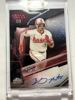 2026 Topps Chrome Black Zach Neto Red Refractor Auto/Autograph #2/5 SSP - Image 2