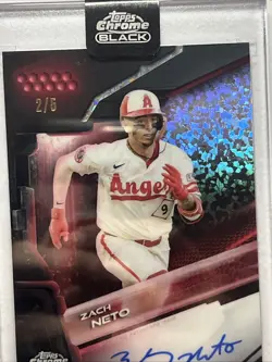 2026 Topps Chrome Black Zach Neto Red Refractor Auto/Autograph #2/5 SSP - Image 3