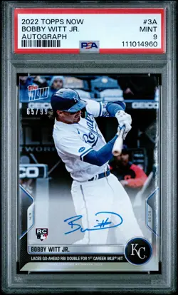 2022 TOPPS NOW AUTO #3A BOBBY WITT JR. ROOKIE RC 65/99 PSA 9 - Image 1