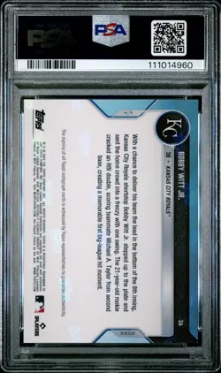2022 TOPPS NOW AUTO #3A BOBBY WITT JR. ROOKIE RC 65/99 PSA 9 - Image 2