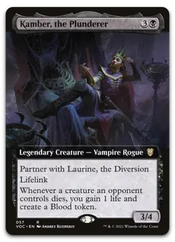 Kamber, the Plunderer (Extended Art) #57 (NM) Crimson Vow VOC Magic MTG - Image 1