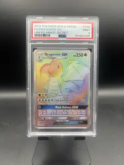 2019 Rainbow Dragonite GX #248 Secret Unified Minds PSA 9 - Image 1