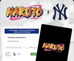 Naruto X Yankees TCG Promotional Card and Bandana Yankee Stadium Exclusive SGA - Image 1