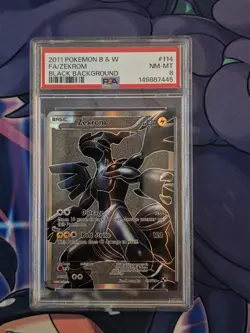 2011 POKEMON BLACK & WHITE BLACK BACKGROUND #114 FULL ART/ZEKROM PSA 8 - Image 1