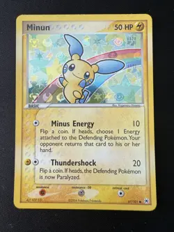 2004 POKEMON TCG MINUN EX HIDDEN LEGENDS REVERSE HOLO 67/101 NM+ - Image 1