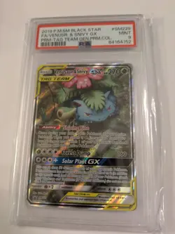 2019 Pokemon Tag Team GX PSA 9 MINT Venusaur & Snivy #SM229 Promo Holo SM229 - Image 1
