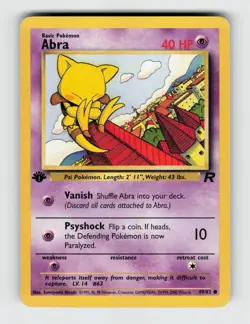 Abra 49/82 1st Edition Common Team Rocket Pokemon 2000 Moderately Played - Image 1