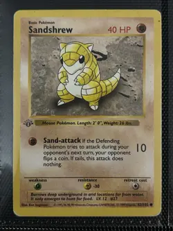 Pokemon Sandshrew Base Set Shadowless 1st Edition Basic Common 062/102 40 HP - Image 1