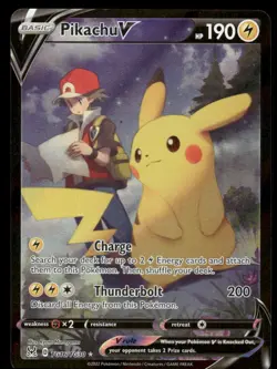 Pokemon Cards Pikachu V TG16/TG30 Lost Origin Trainer Gallery Holo V Rare LP + - Image 1