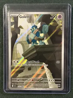 Pokemon TCG Golett 122/086 SV Black Bolt Holo Illustration Rare Card - Image 1